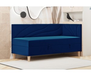 NEPTUN 2M Polsterbett 100x200 cm mit Bettkasten, Holzfüße