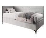 Einzelbett 80x200 cm, Jugendbett, Polsterbett mit Bettkasten, geometrisches Muster, PLAY 1R Einzelbett 80x200 cm, Jugendbett, Polsterbett mit Bettkasten, geometrisches Muster, PLAY 1R
