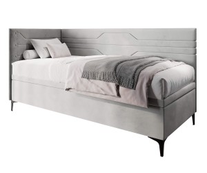 PLAY 1R Jugendbett 100x200 cm, Polsterbett, Einzelbett mit Bettkasten, geometrisches Muster