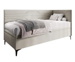 Jugendbett 100x200 cm, Polsterbett, Einzelbett mit Bettkasten, geometrisches Muster, PLAY 1R