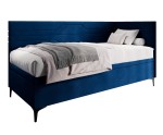 Polsterbett 120x200 cm, Eckbett, Einzelbett mit Bettkasten, geometrisches Muster, PLAY 1R