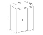 Weißer Kleiderschrank dreitürig, goldene Griffe, SELENA LUX 04