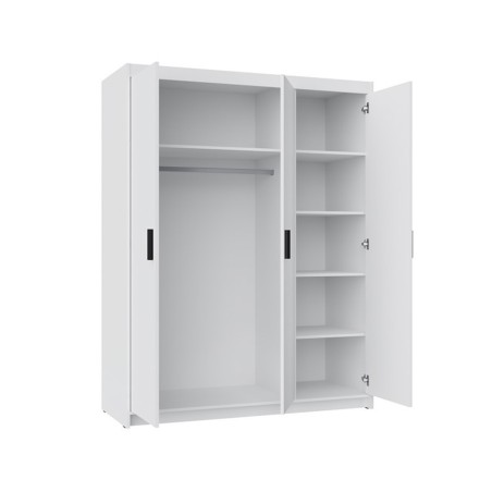 Weißer Kleiderschrank dreitürig, goldene Griffe, SELENA LUX 04