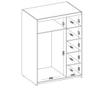 Weißer Kleiderschrank dreitürig mit Spiegel, goldene Griffe, SELENA LUX 05