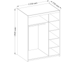 Weißer Kleiderschrank dreitürig mit Spiegel, goldene Griffe, SELENA LUX 05
