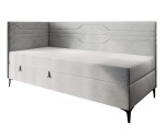 Einzelbett 80x200 cm, Jugendbett, Polsterbett mit Bettkasten und Matratze, geometrisches Muster, PLAY 2M Einzelbett 80x200 cm, Jugendbett, Polsterbett mit Bettkasten und Matratze, geometrisches Muster, PLAY 2M