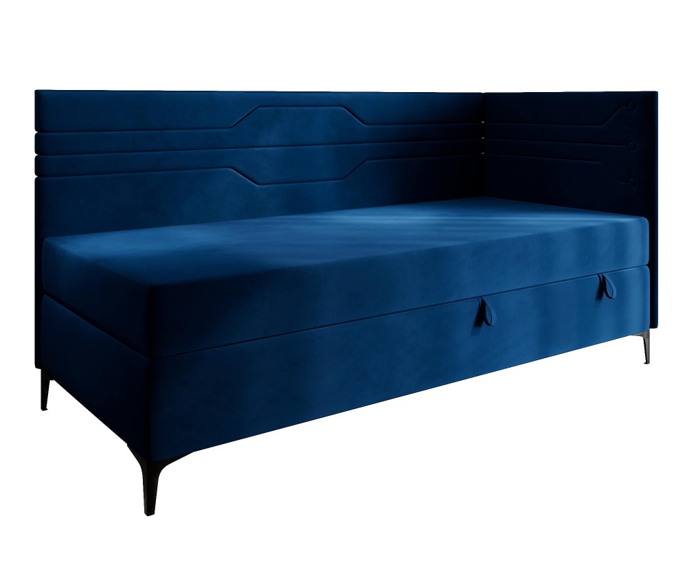 Einzelbett 80x200 cm, Jugendbett, Polsterbett mit Bettkasten und Matratze, geometrisches Muster, PLAY 2M Einzelbett 80x200 cm, Jugendbett, Polsterbett mit Bettkasten und Matratze, geometrisches Muster, PLAY 2M