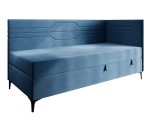 Einzelbett 80x200 cm, Jugendbett, Polsterbett mit Bettkasten und Matratze, geometrisches Muster, PLAY 2M Einzelbett 80x200 cm, Jugendbett, Polsterbett mit Bettkasten und Matratze, geometrisches Muster, PLAY 2M