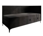Polsterbett 90x200 cm, Jugendbett, Einzelbett mit Bettkasten und Matratze, geometrisches Muster, PLAY 2M Polsterbett 90x200 cm, Jugendbett, Einzelbett mit Bettkasten und Matratze, geometrisches Muster, PLAY 2M