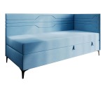 Polsterbett 90x200 cm, Jugendbett, Einzelbett mit Bettkasten und Matratze, geometrisches Muster, PLAY 2M Polsterbett 90x200 cm, Jugendbett, Einzelbett mit Bettkasten und Matratze, geometrisches Muster, PLAY 2M