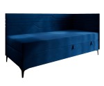 Einzelbett 120x200 cm, Polsterbett, Einzelbett mit Bettkasten und Matratze, geometrisches Muster, PLAY 2M