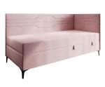 Einzelbett 120x200 cm, Polsterbett, Einzelbett mit Bettkasten und Matratze, geometrisches Muster, PLAY 2M