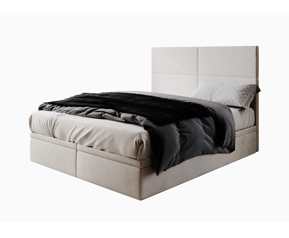 Ehebett 160x200 cm, Polsterbett, Hotelbett mit Kopfteil und Bettkasten, PANAMA 2R