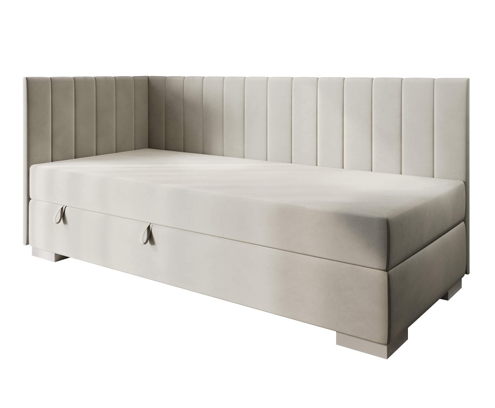 Einzelbett 100x200 cm, Polsterbett, Jugendbett mit Bettkasten, INTARO A40