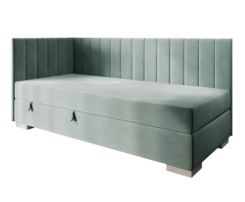 Einzelbett 100x200 cm, Polsterbett, Jugendbett mit Bettkasten, INTARO A40