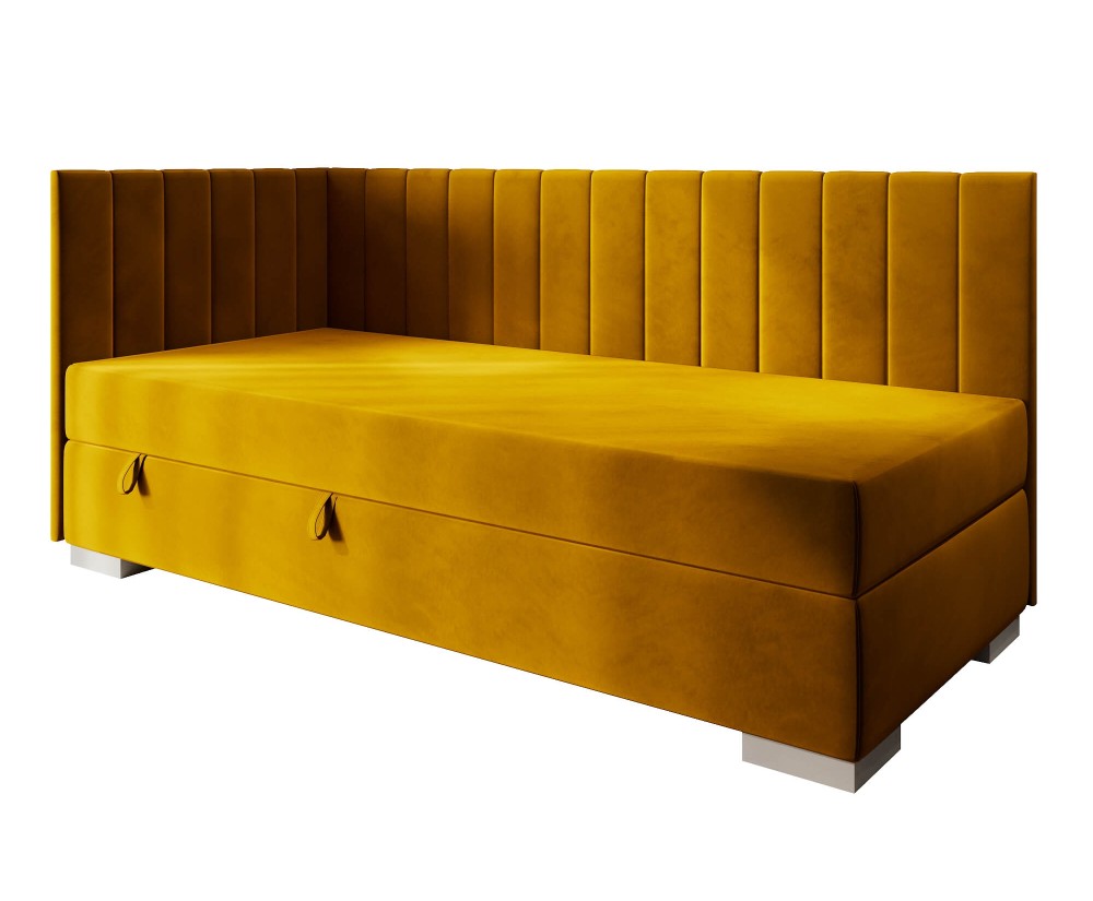 Einzelbett 100x200 cm, Polsterbett, Jugendbett mit Bettkasten, INTARO A40