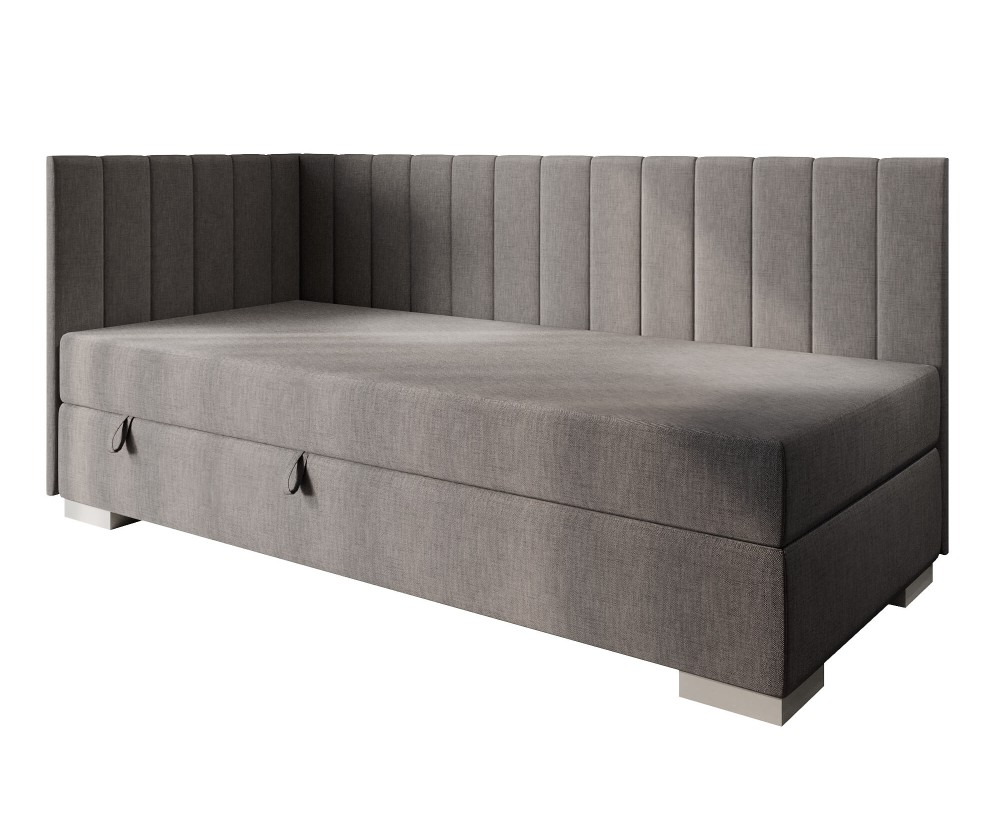 Einzelbett 100x200 cm, Polsterbett, Jugendbett mit Bettkasten, INTARO A40
