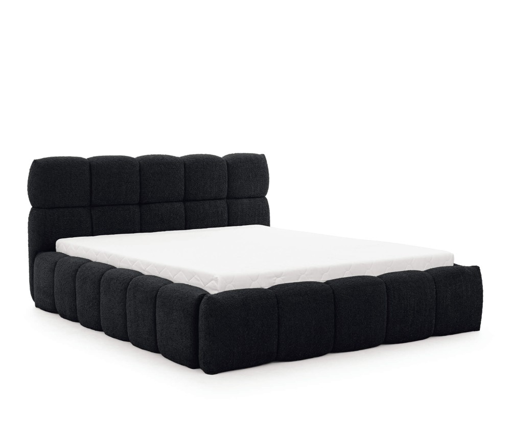Stilvolles Polsterbett 120x200 cm, Ehebett mit Bettkasten, Bubble Bett, Boucle-Stoff, PRATO T12 