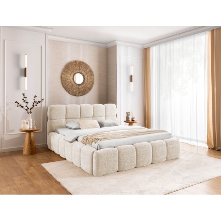 Stilvolles Polsterbett 120x200 cm mit Bettkasten und Boucle-Stoff, Bubble Bett PRATO T12