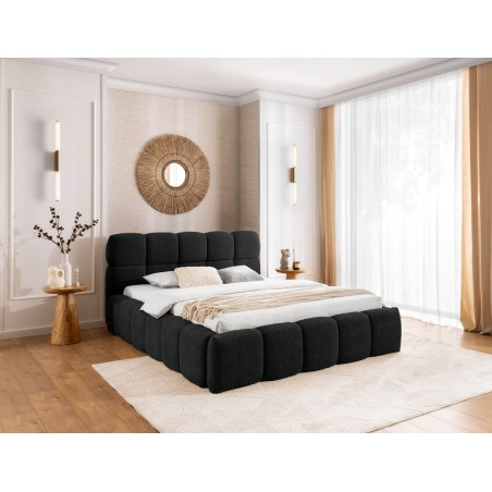 Bubble Bett 160x200 cm für Schlafzimmer, Polsterbett mit Bettkasten, Boucle-Stoff, PRATO T12
