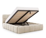 Ehebett 180x200 cm, Polsterbett mit Bettkasten, Bubble Bett, Boucle-Stoff, PRATO T12