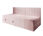 Polsterbett 80x180 cm für Kinderzimmer, Einzelbett mit Bettkasten, Rückenlehne und Matratze, INTARO 35M