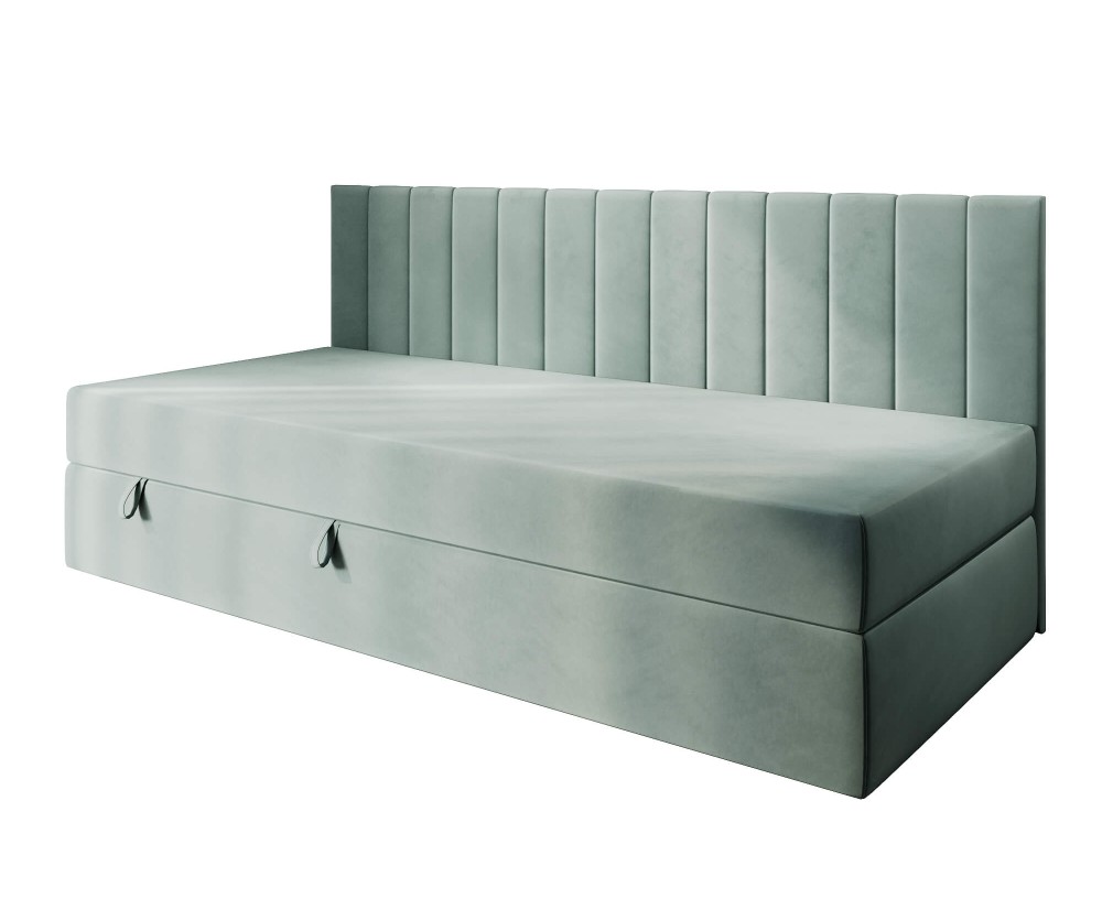 Polsterbett 80x180 cm für Kinderzimmer, Einzelbett mit Bettkasten, Rückenlehne und Matratze, INTARO 35M Polsterbett 80x180 cm für Kinderzimmer, Einzelbett mit Bettkasten, Rückenlehne und Matratze, INTARO 35M