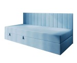 Polsterbett 80x180 cm für Kinderzimmer, Einzelbett mit Bettkasten, Rückenlehne und Matratze, INTARO 35M