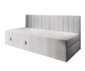 Jugendbett 80x200 cm mit Stauraum, Rückenlehne und Matratze, Polsterbett INTARO 35M