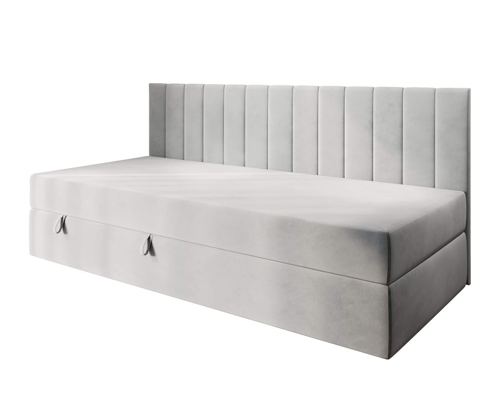 INTARO 35M Jugendbett 80x200 cm, Polsterbett, Einzelbett mit Bettkasten, Seitenblende und Matratze