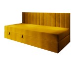 Jugendbett 80x200 cm mit Stauraum, Rückenlehne und Matratze, Polsterbett INTARO 35M
