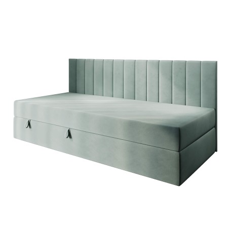 INTARO 35M Einzelbett 90x200 cm, Polsterbett, Singlebett mit Bettkasten, Seitenblende und Matratze