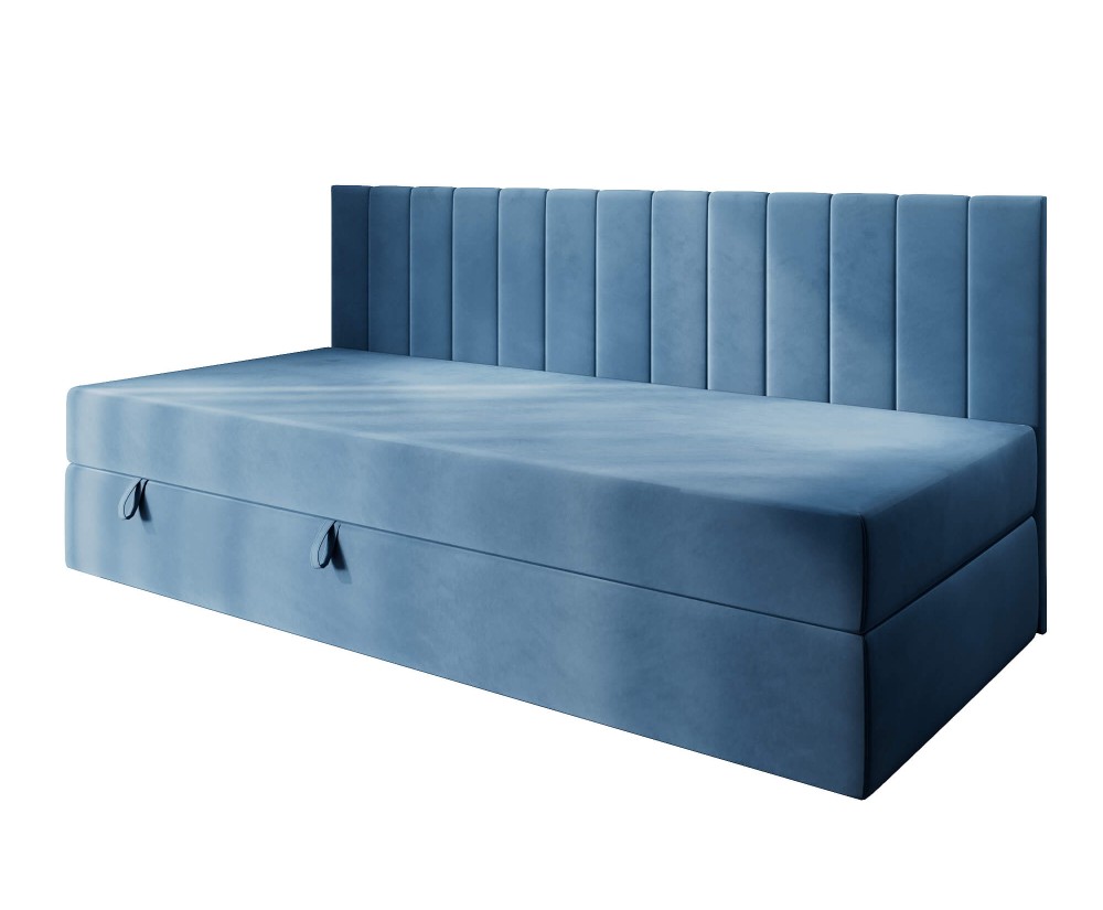 Polsterbett 100x200 cm, Einzelbett, Singlebett mit Bettkasten, Seitenblende und Matratze, INTARO 35M Polsterbett 100x200 cm, Einzelbett, Singlebett mit Bettkasten, Seitenblende und Matratze, INTARO 35M
