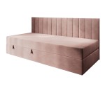 Jugendbett 120x200 cm mit Bettkasten, Seitenblende und Matratze, Polsterbett INTARO 35M
