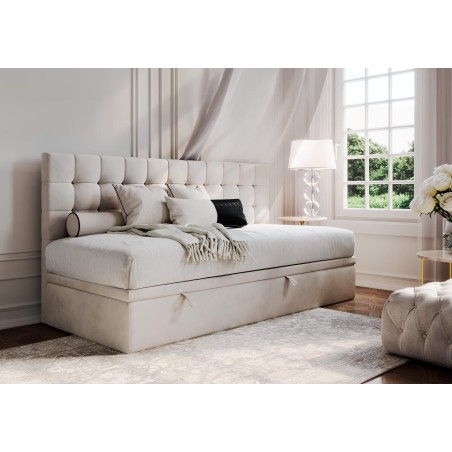 MELANIA 1R Bequemes Polsterbett 100x200 cm mit Bettkasten, ohne Matratze