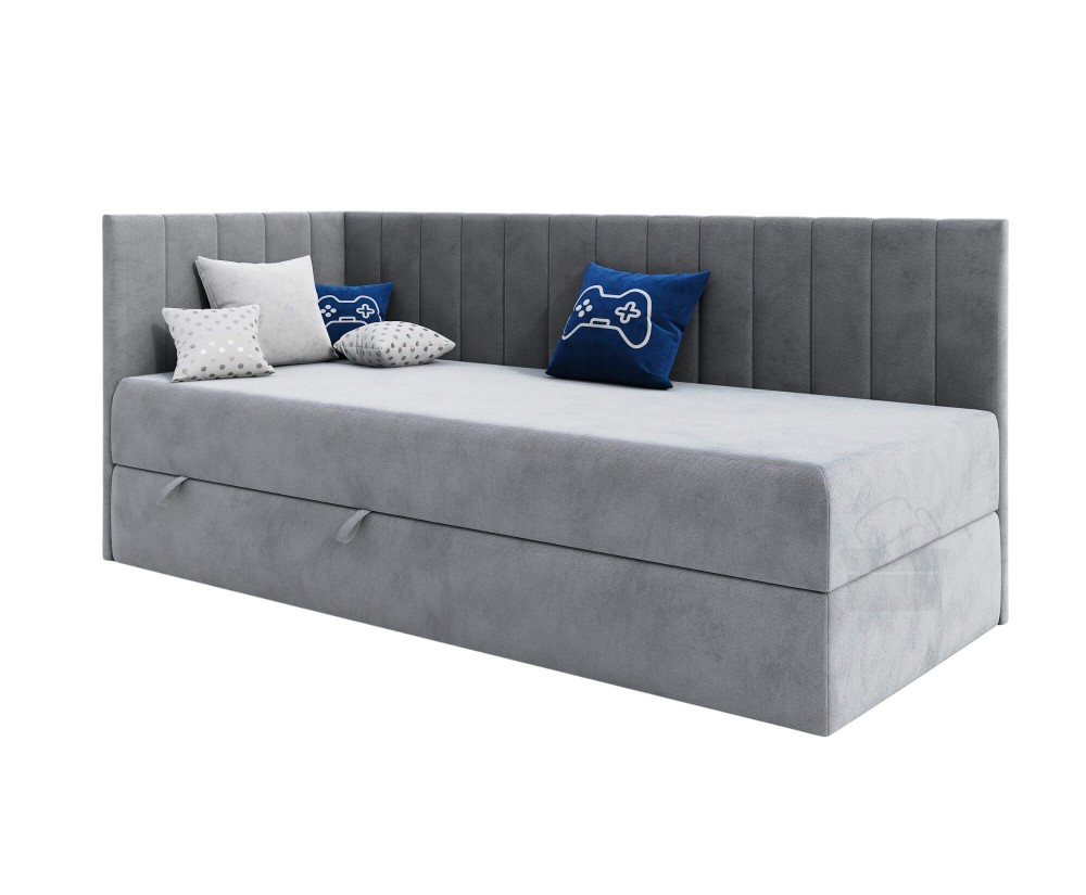 Polsterbett 80x200 cm, Einzelbett mit Bettkasten, Jugendbett INTARO A27 Polsterbett 80x200 cm, Einzelbett mit Bettkasten, Jugendbett INTARO A27