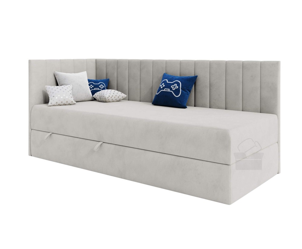 Polsterbett 80x200 cm, Einzelbett mit Bettkasten, Jugendbett INTARO A27