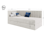 Polsterbett 80x200 cm, Einzelbett mit Bettkasten, Jugendbett INTARO A27