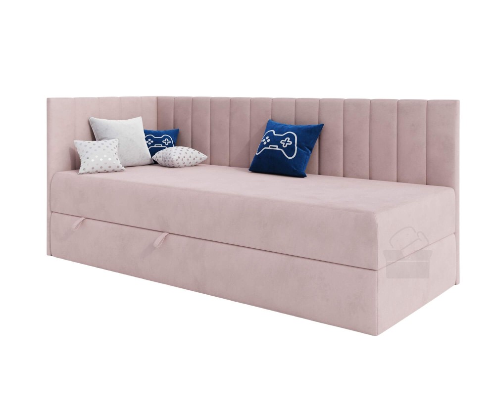 Polsterbett 80x200 cm, Einzelbett mit Bettkasten, Jugendbett INTARO A27