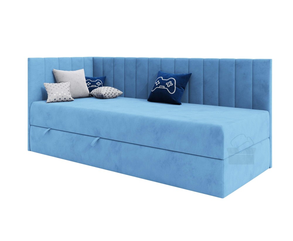 Einzelbett 90x200 cm, Jugendbett mit Bettkasten, Polsterbett INTARO A27