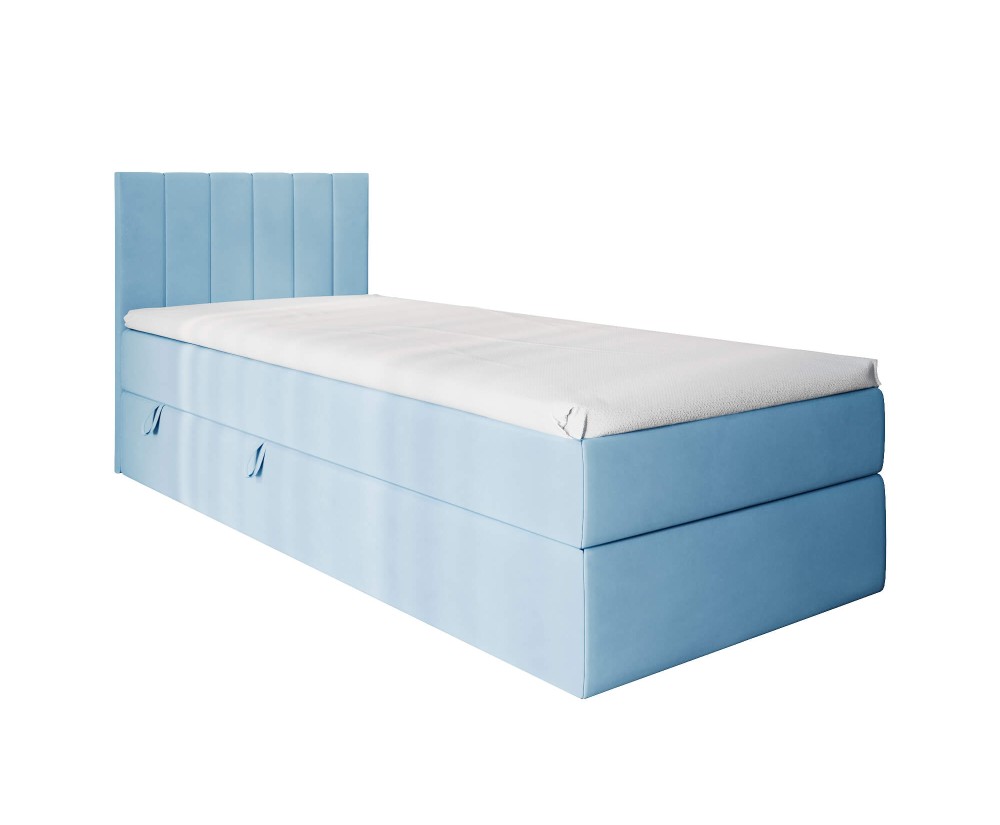 Boxspringbett 80x180 cm, Einzelbett mit Bettkasten, Gleitfüße, Einzelbett INTARO A10