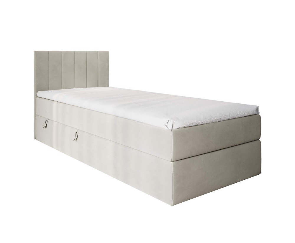 Jugendbett 90x200 cm, Boxspringbett mit Bettkasten, Gleitfüße, Polsterbett INTARO A10