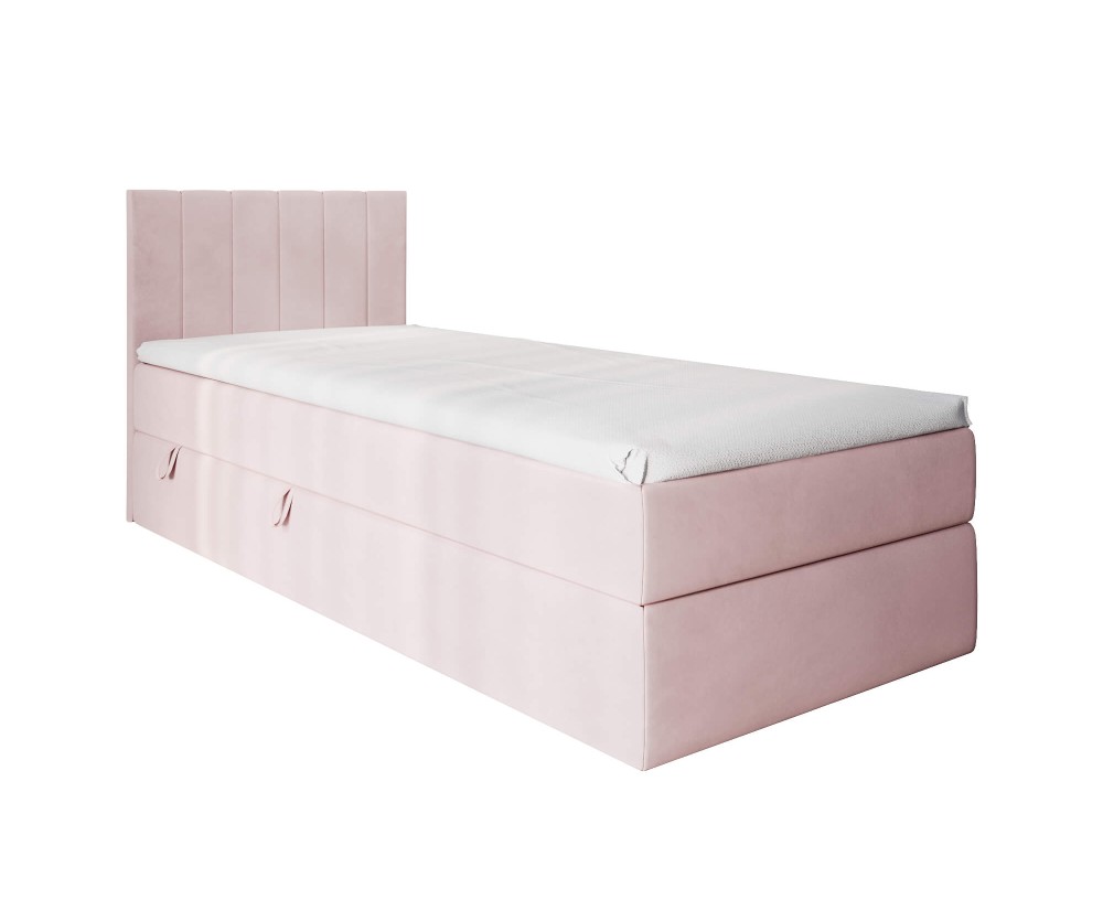 Einzelbett 120x200 cm, Boxspringbett mit Bettkasten, Gleitfüße, Singlebett INTARO A10