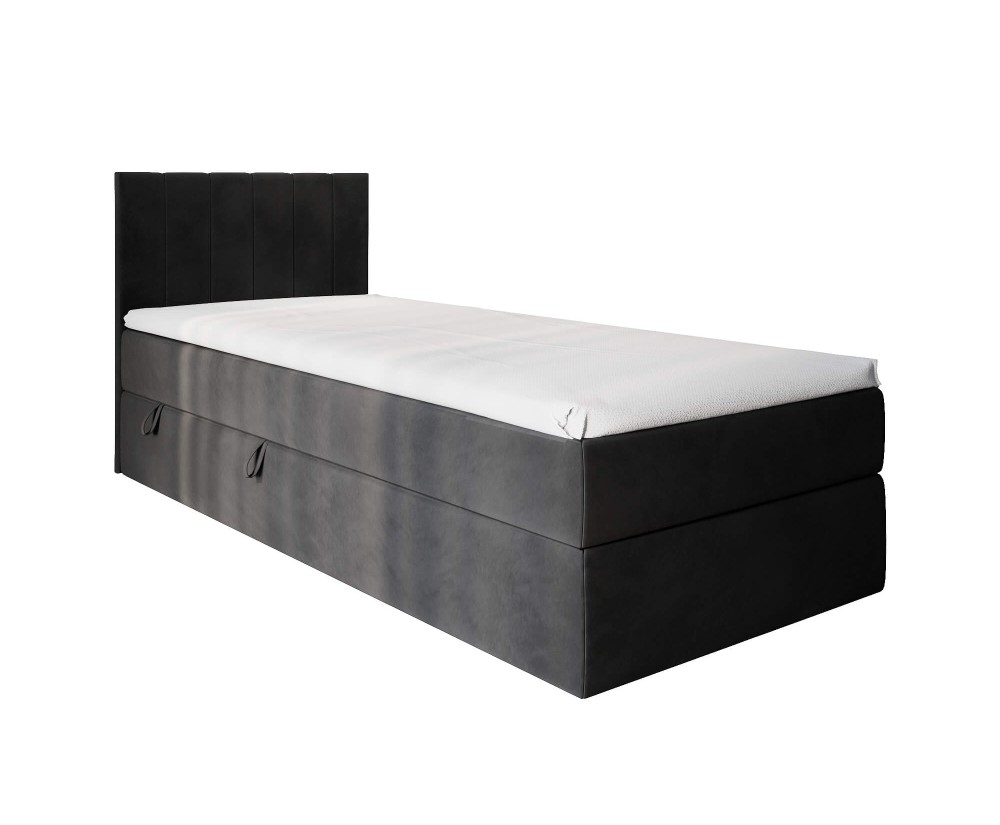 Einzelbett 120x200 cm, Boxspringbett mit Bettkasten, Gleitfüße, Singlebett INTARO A10