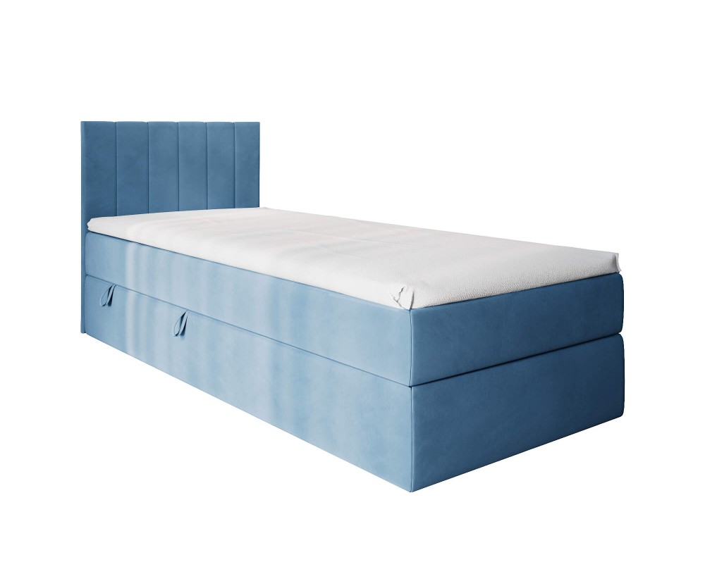 Einzelbett 120x200 cm, Boxspringbett mit Bettkasten, Gleitfüße, INTARO A10