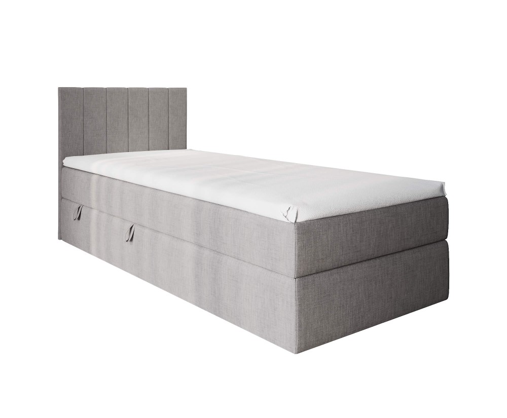 Einzelbett 120x200 cm, Boxspringbett mit Bettkasten, Gleitfüße, INTARO A10