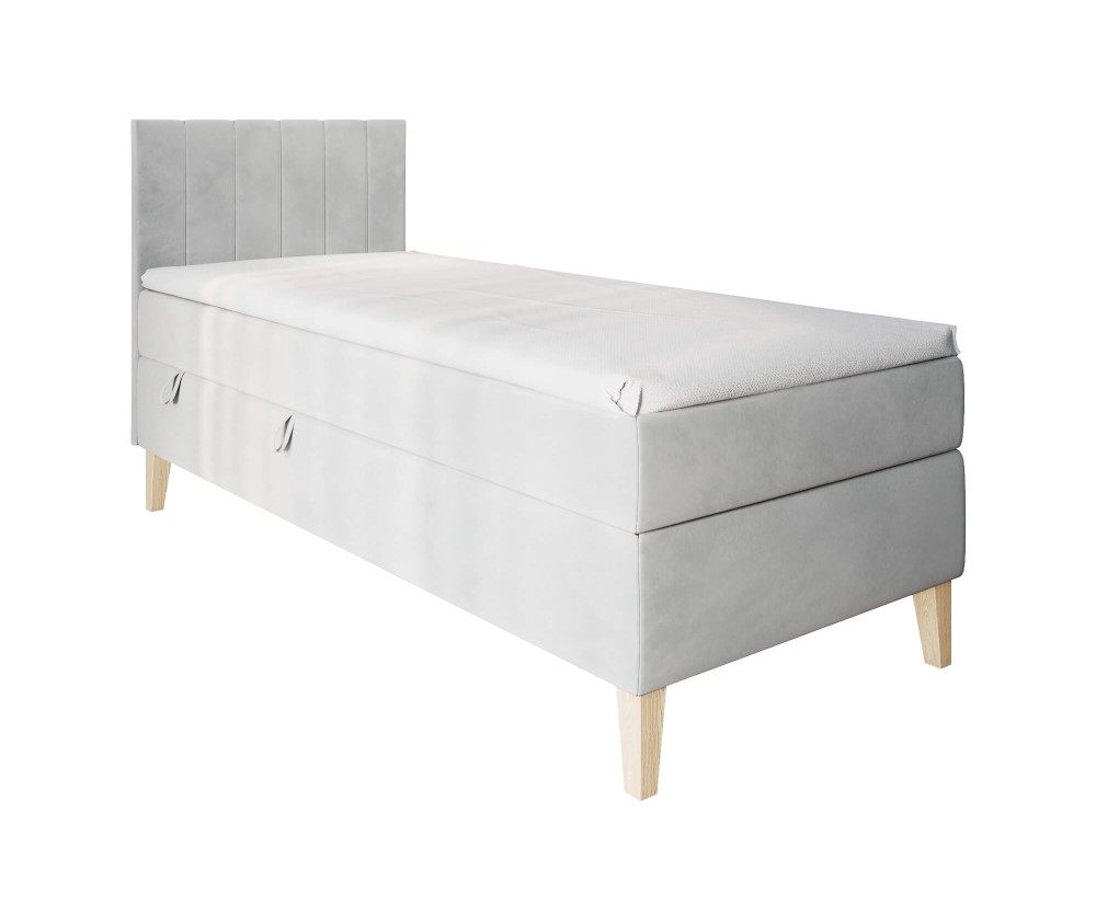 Boxspringbett 80x180 cm, Einzelbett mit Bettkasten, auf Füßen, INTARO A10