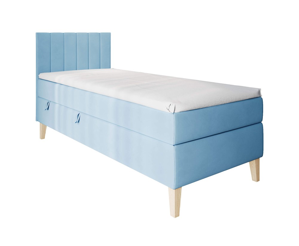 Boxspringbett 80x180 cm, Einzelbett mit Bettkasten, auf Füßen, INTARO A10