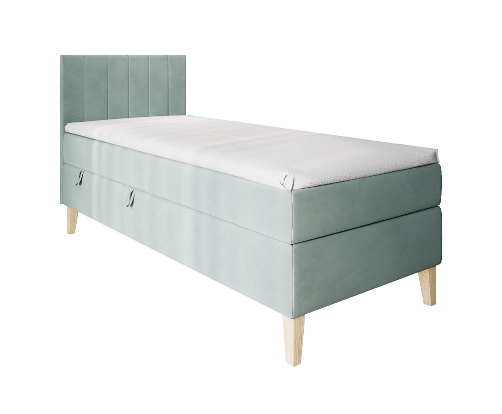 Jugendbett 80x200 cm, Einzelbett mit Bettkasten, auf Füßen, INTARO A10