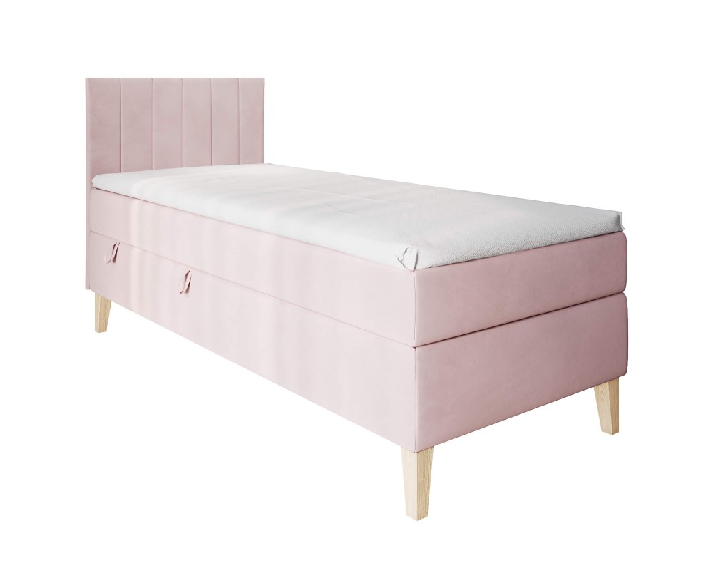 Boxspringbett 120x200 cm, Einzelbett mit Bettkasten, auf Füßen, INTARO A10